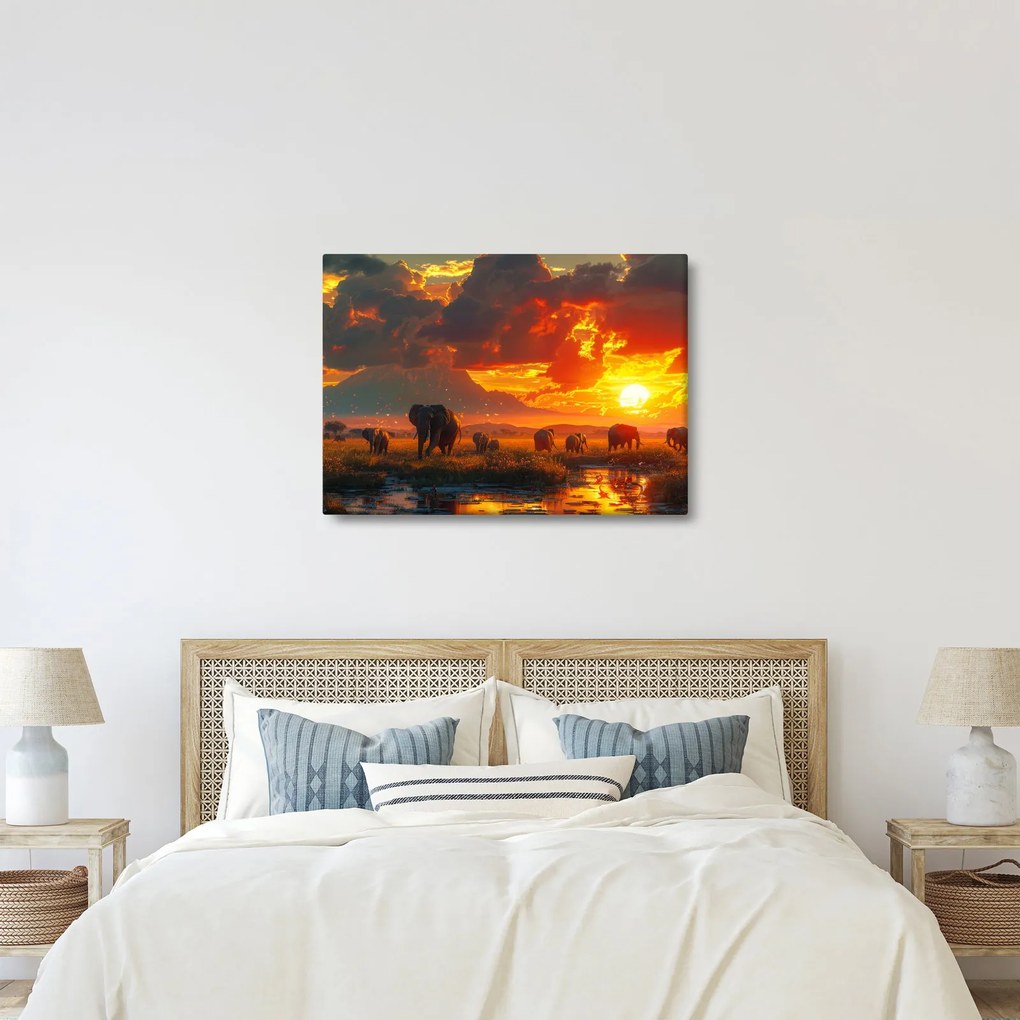 Kép - Elefántcsorda (70x50 cm)