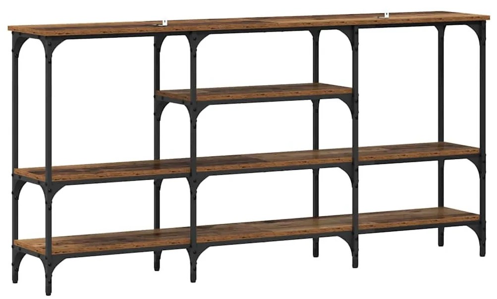 Konzolasztal polcokkal Régi fa 160 x 29 x 80 cm Faanyag