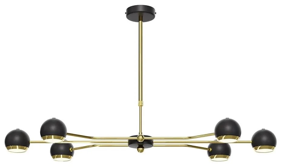 Jupiter 1979 - Csillár rúdon TIANA 6xGU10/10W/230V fekete/arany