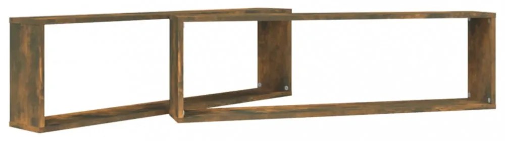 2 db füstös tölgy színű szerelt fa fali kockapolc 100x15x30 cm