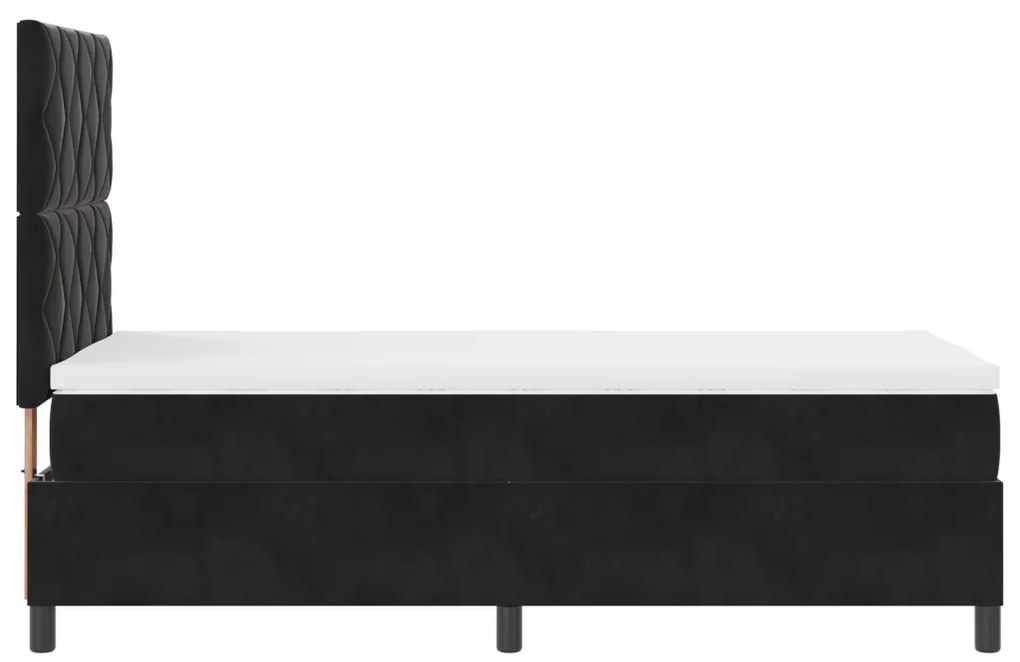 Boxspring Ágy Matraccal és LED Fekete 90x190 cm Bársonyos