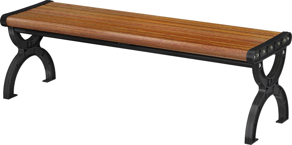 Outsunny 2 személyes kerti pad, fém váz és lamellás faerezetes ülés, 124 x 39 x 39 cm, barna | Aosom