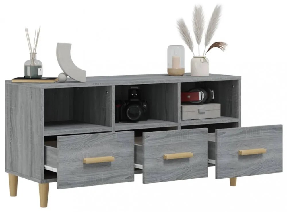 szürke sonoma színű szerelt fa TV-szekrény 120 x 36 x 50 cm