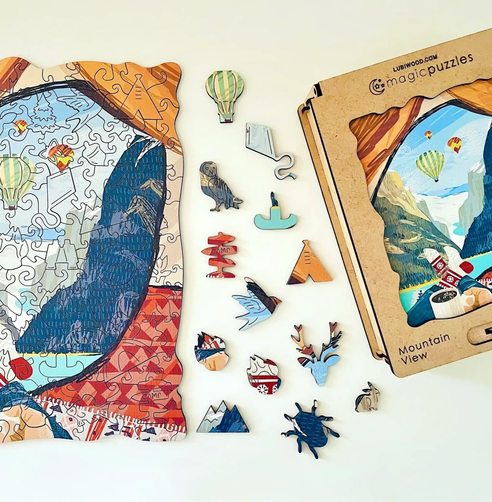 Hegyi kilátás fa puzzle