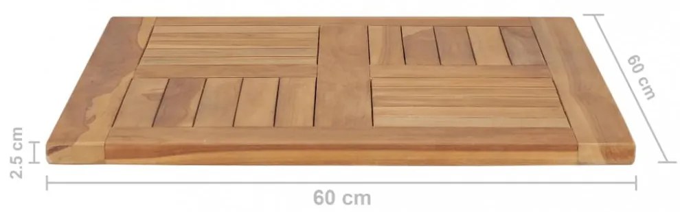 tömör tíkfa asztallap 60 x 60 x 2,5 cm