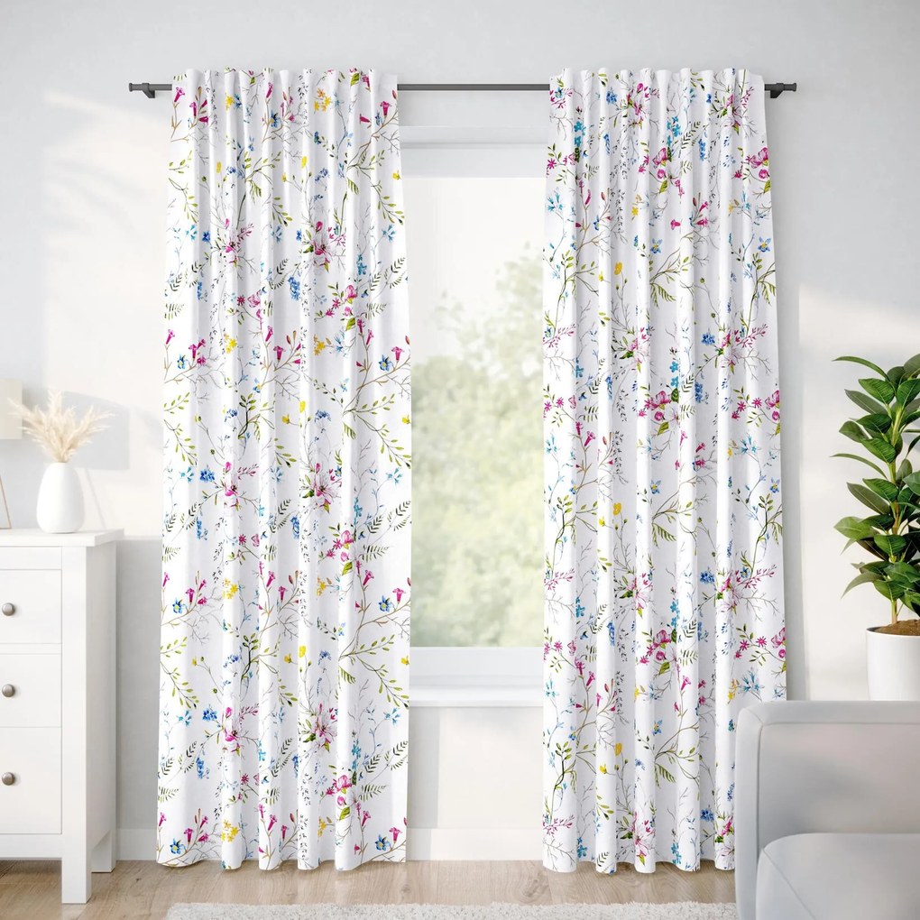 Goldea pamut drapéria - festett réti virágok 240x150 cm