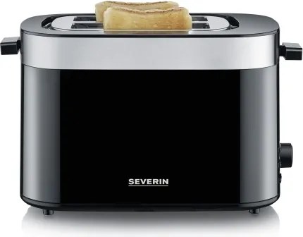 Severin AT 9264 - Kétlyukas kenyérpirító, 800W/230V, rozsdamentes acél/fekete