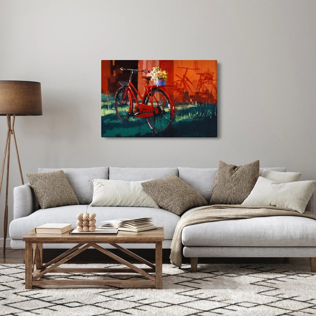 Piros kerék képe, akril festés (90x60 cm)