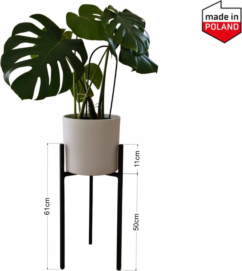 Fekete Virágtartó Állvány 61CM Fém Virágágyás Virágtartókhoz 20-30 cm