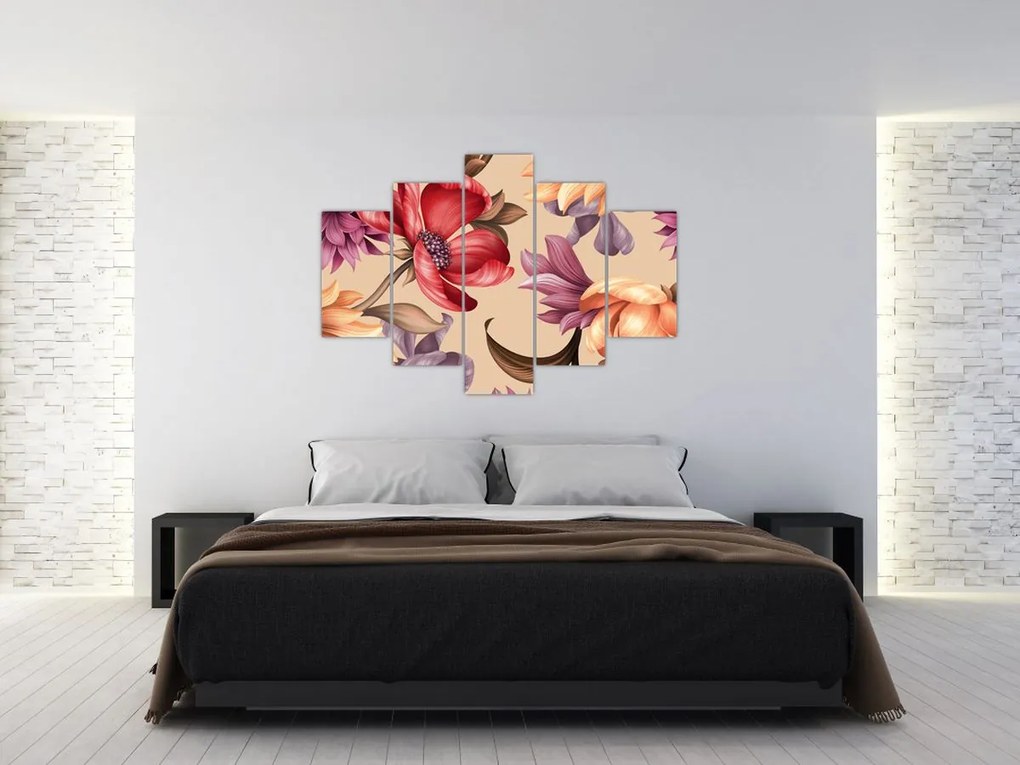 Kép - Vintage virágok (150x105 cm)