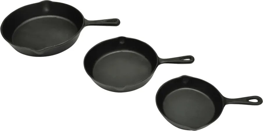 vidaXL 3 darab Grill Steak Serpenyő Szett Öntöttvas