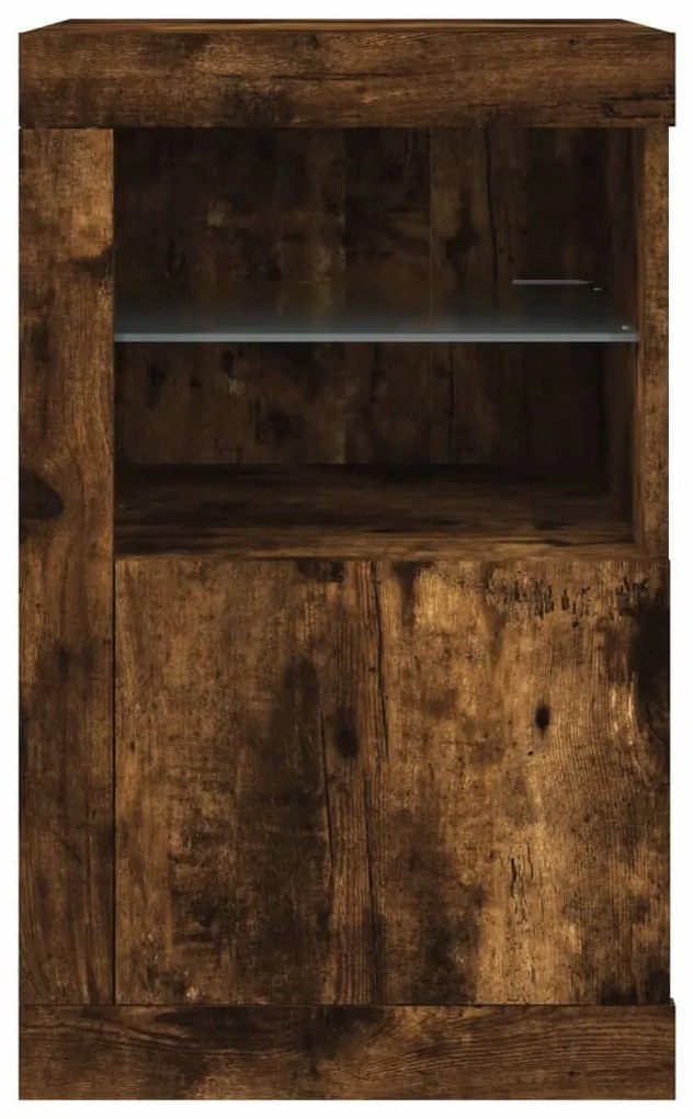 vidaXL 2 db füstös tölgy színű szerelt fa kisszekrény LED-fényekkel