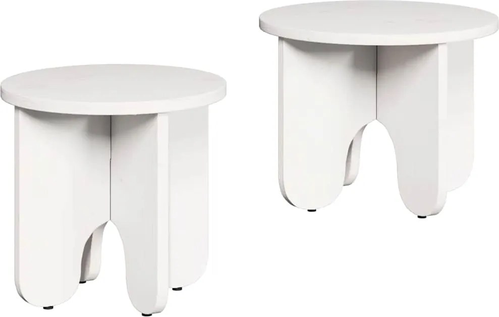 vidaXL Dohányzóasztal 2 pcs Fehér Tömör fenyőfa