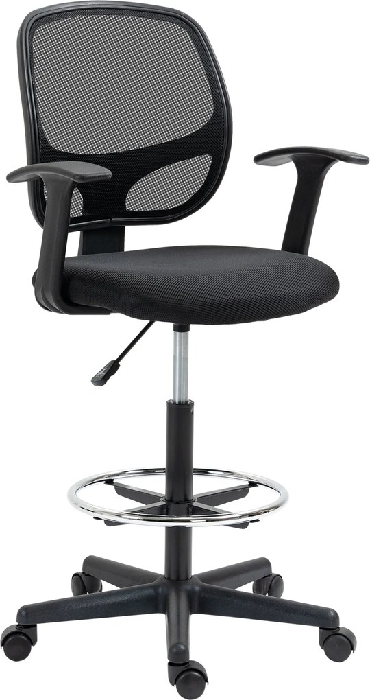 Vinsetto Magasságban Állítható Irodai Szék Kartámaszokkal, Forgó Kerekekkel és Habpárnázott Ülőrésszel, 60x56x110-132 cm, Fekete | Aosom