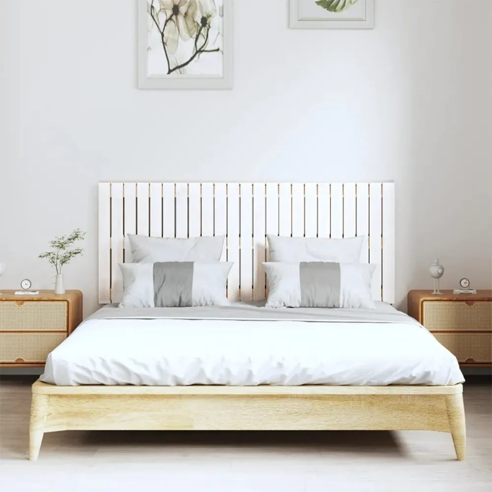 fehér tömör fenyőfa fali fejtámla 147 x 3 x 60 cm