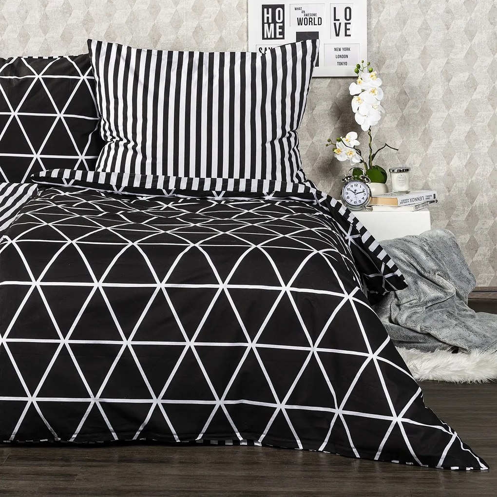 4Home Galaxy pamut ágynemű, fekete, 160 x 200 cm, 70 x 80 cm