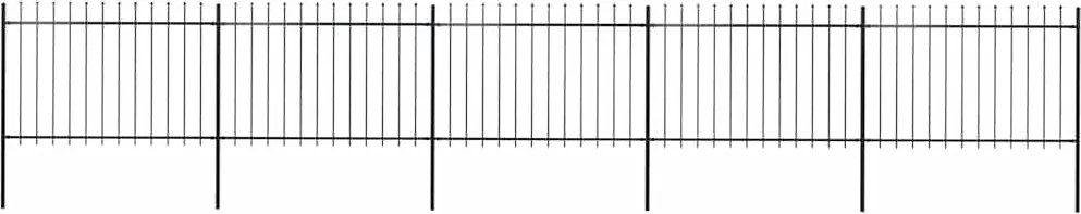 vidaXL fekete acélkerítés lándzsás tetejű szegéllyel 892,5 x 120 cm