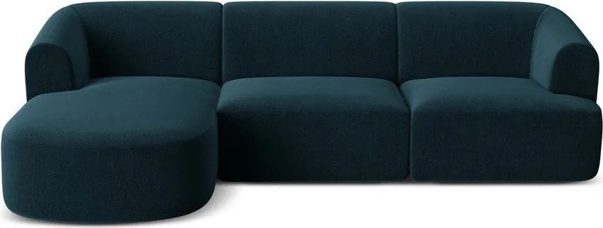 Petróleum színű bársony sarokkanapé (bal oldali-heverő résszel) Campi – Cosmopolitan Design