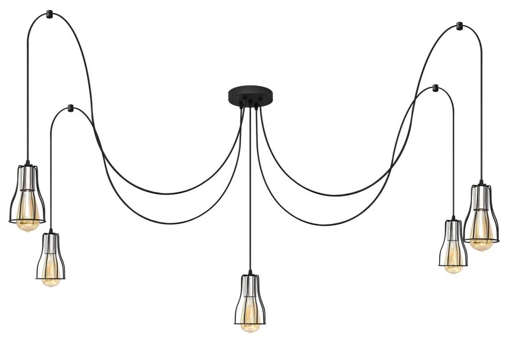 Csillár zsinóron TUBE LONG 3xE27/15W/230V fekete/króm