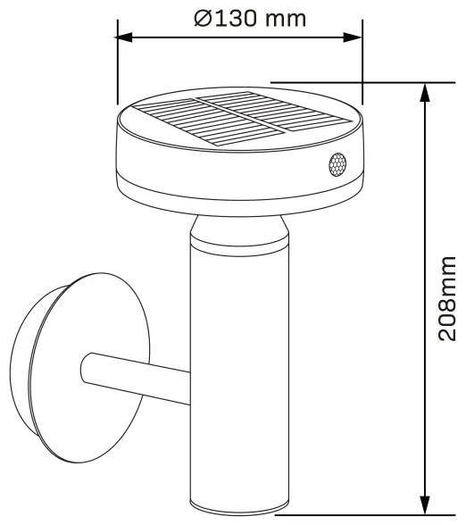 GWINEA LED/4,5W/3,7V IP44 fekete napelemes fali lámpa érzékelővel