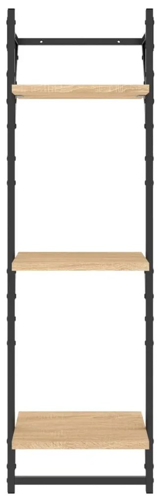 2 db 3 szintes sonoma tölgy színű falipolc rúddal 30x25x100 cm