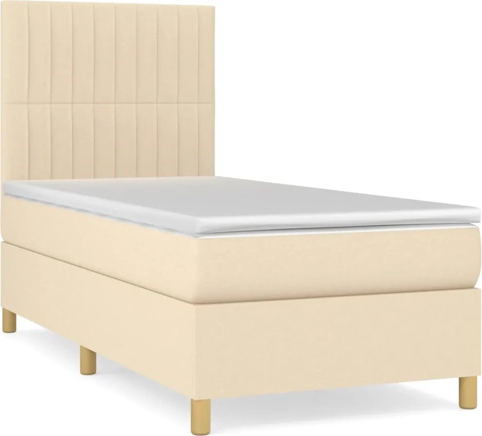 vidaXL krémszínű szövet rugós ágy matraccal 80 x 200 cm
