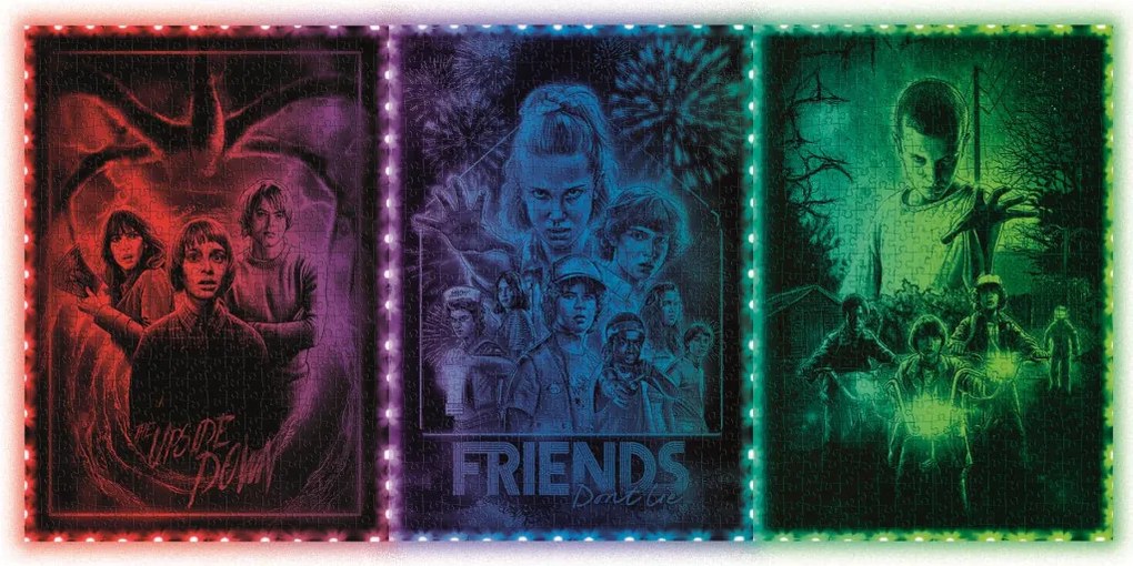 Stranger Things Upside Down 520 db-os puzzle LED-es keretben Clementoni