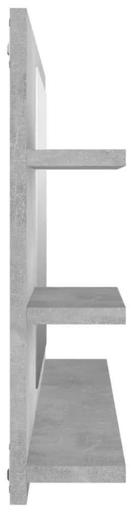 betonszürke szerelt fa fürdőszobai tükör 90 x 10,5 x 45 cm