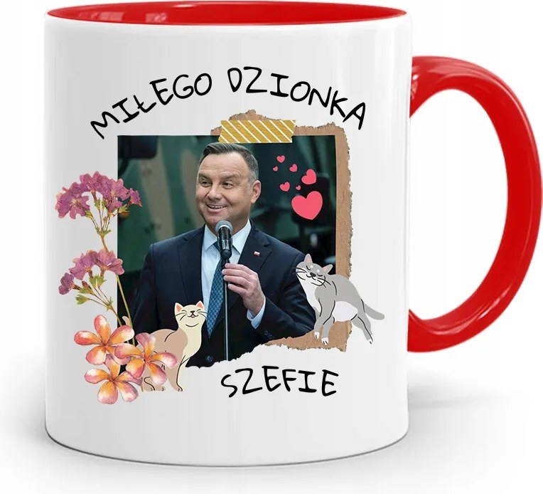 Piros Elnöki Bögre Andrzej Duda Pis Egészség felirattal