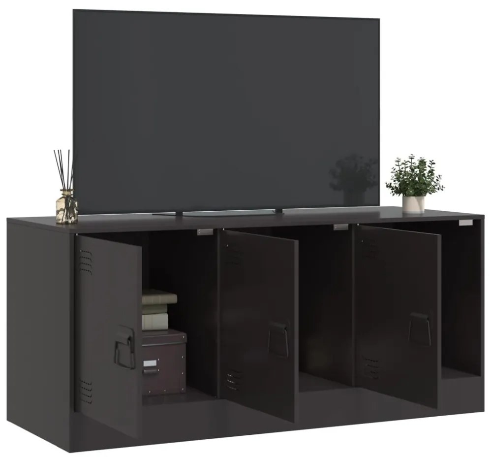 fekete acél TV-szekrény 99 x 39 x 44 cm