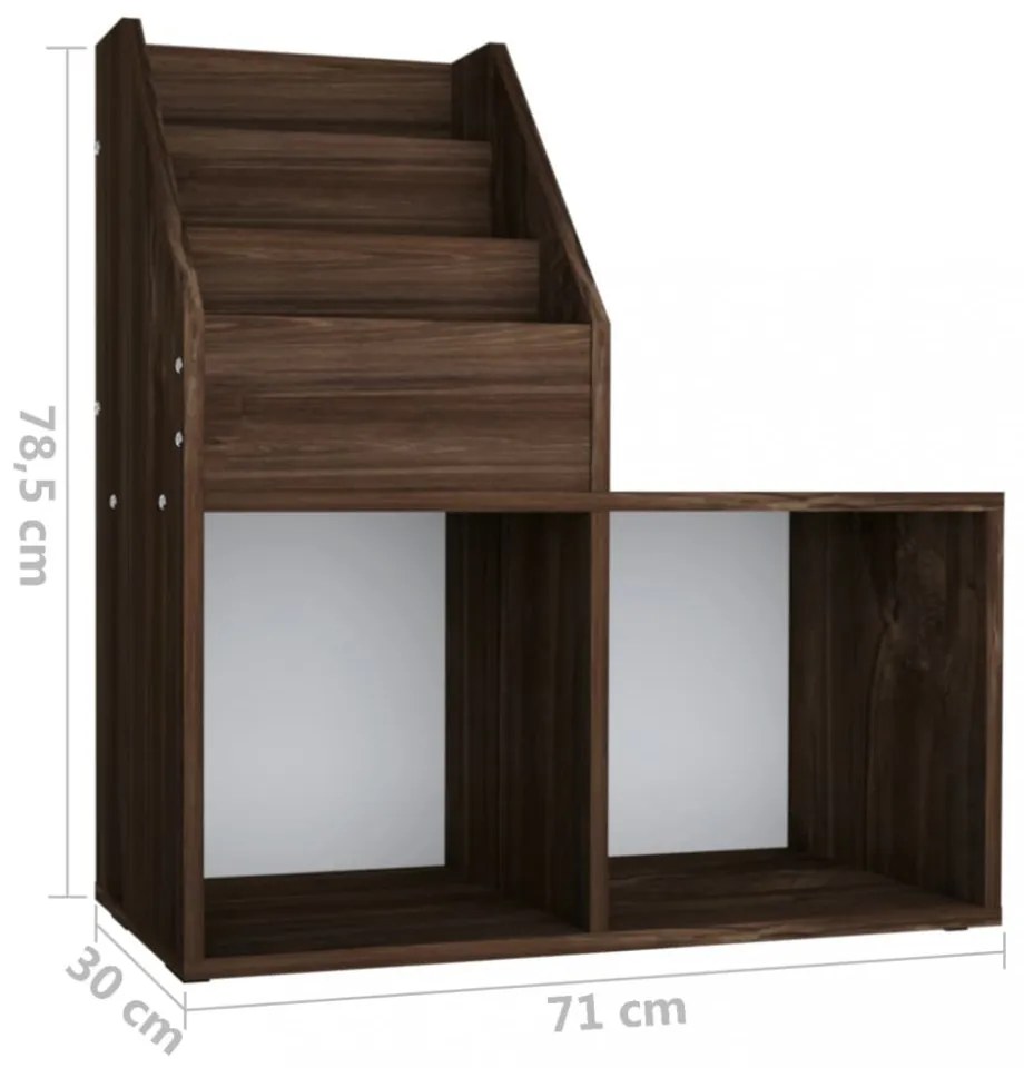 füstös tölgy színű szerelt fa gyerek újságtartó 71x30x78,5 cm