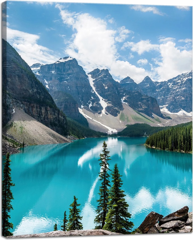 Vászonkép Természet Hegyek Erdő Kék víz 40x50 cm