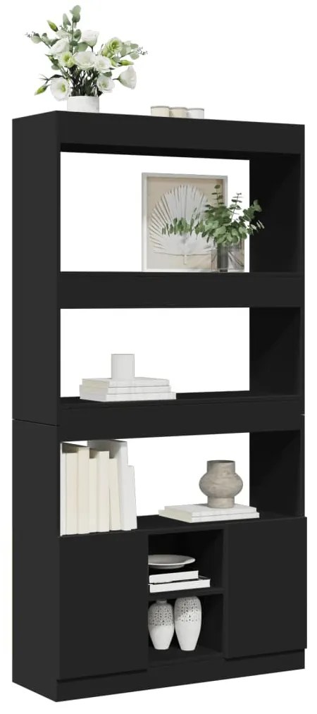 fekete szerelt fa magasszekrény 92 x 33 x 180 cm