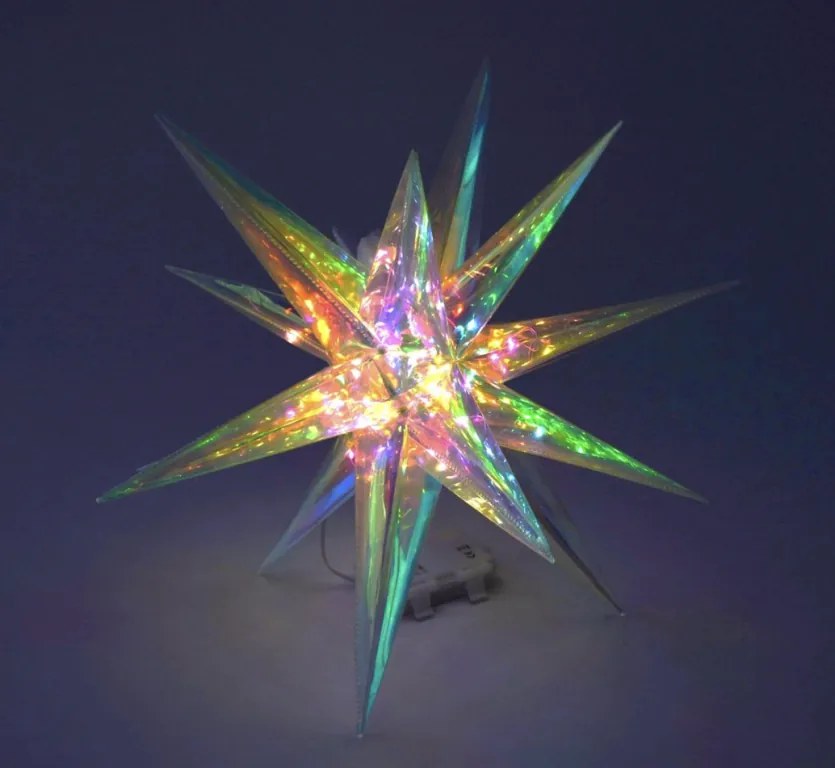 LED karácsonyi csillag 40 cm 40 színes égő 3D dekoráció