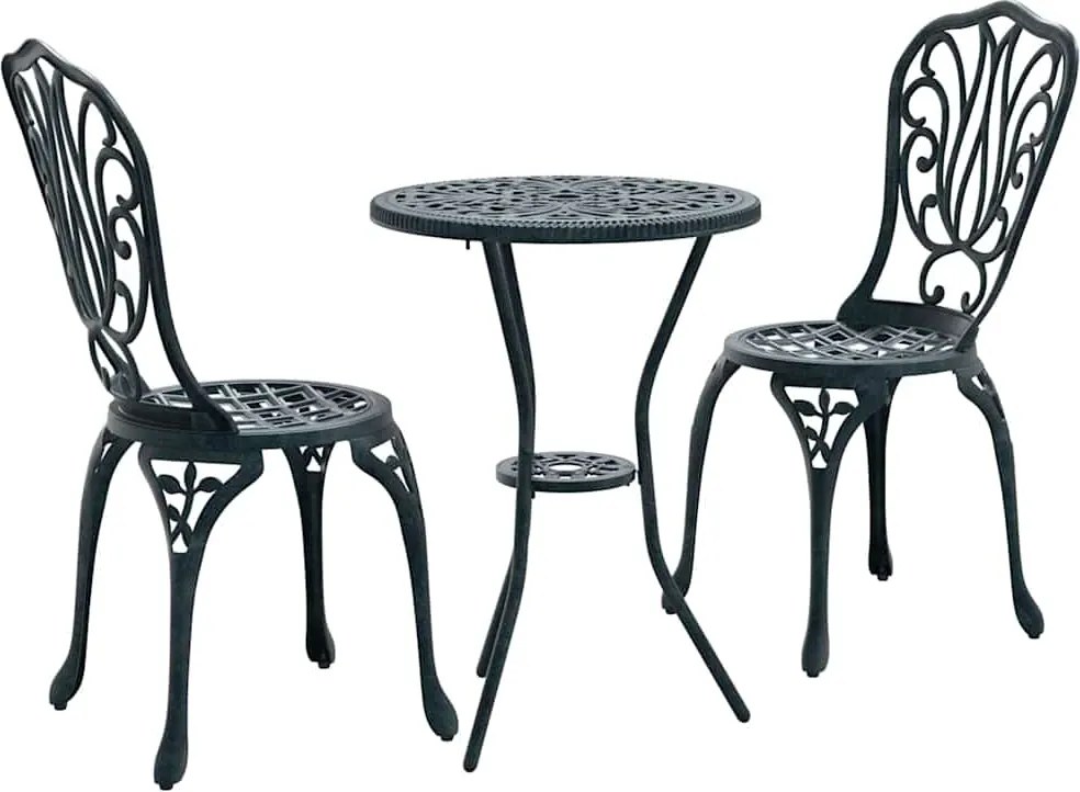 vidaXL Kert Bistro Készlet 3 pcs Zöld Alumínium