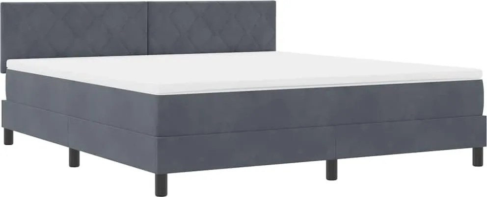 vidaXL LED Box Spring Ágy matracmal Sötétszürke 180 x 200 cm Bársony