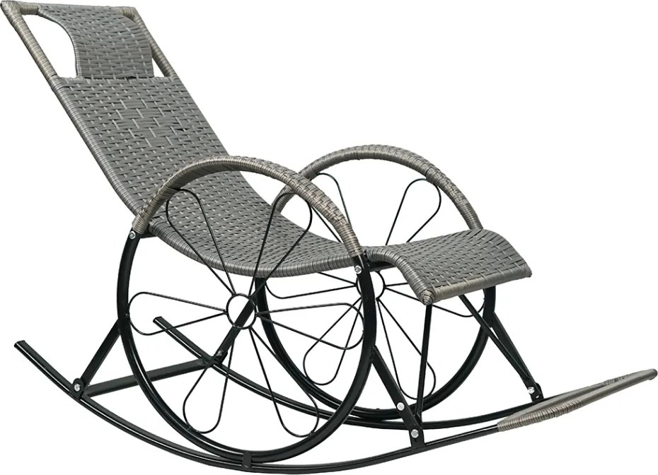 Hintaszék, rattan/fém, szürke, ROKIN