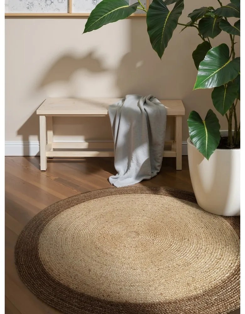 Szürkésbézs kétoldalas kézi szövésű kerek juta szőnyeg ø 100 cm Jutta Greige – Hanse Home