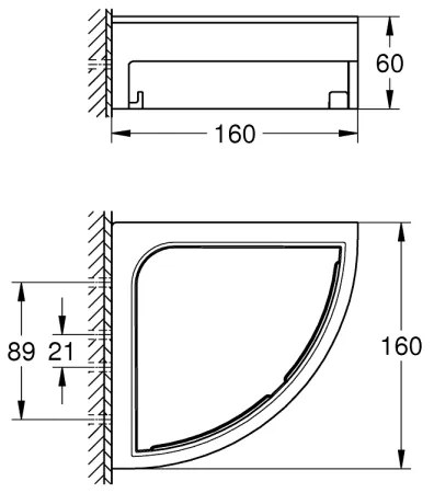 GROHE 41106000 - START CUBE 16 cm-es sarok zuhanypolc, fényes króm