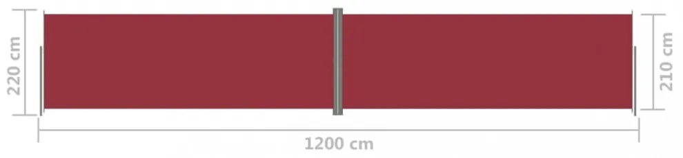piros behúzható oldalsó napellenző 220 x 1200 cm