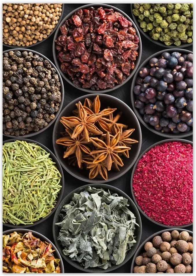 Poszterek A4 Pion Fűszertartó tálak gyógynövények