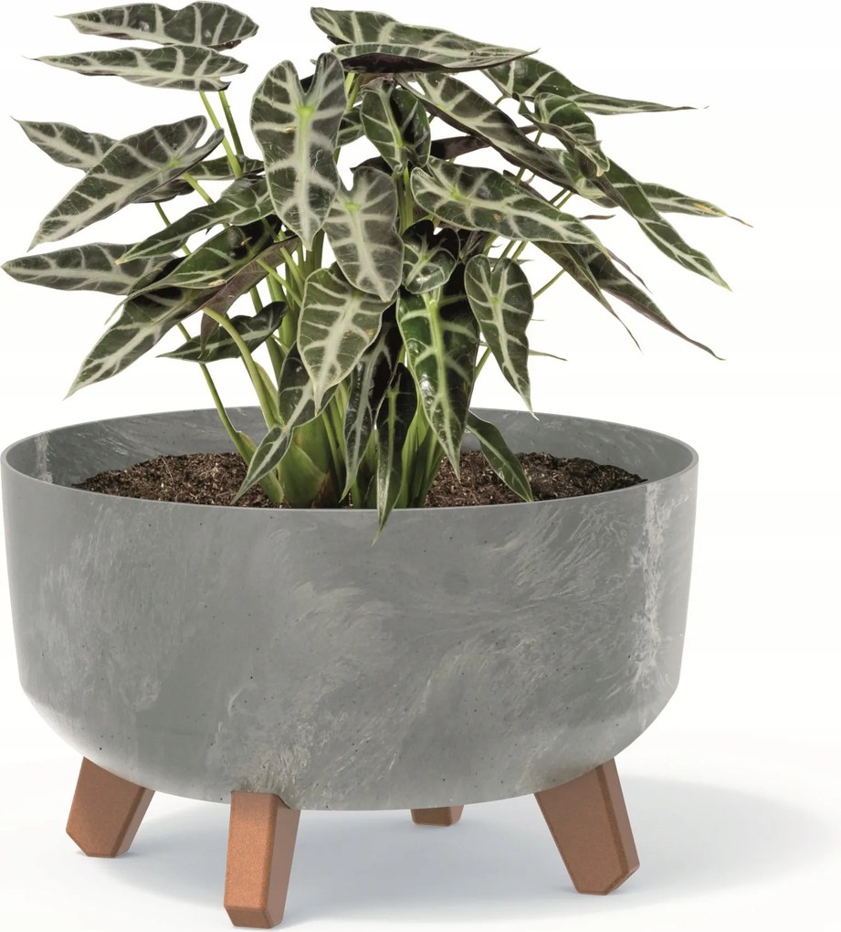 Kerek virágtartó 29cm alacsony beton lábak szürke