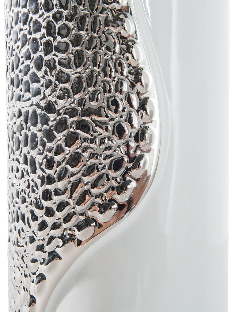 Fehér és ezüst porcelán asztali lámpa 52 cm AIKEN Beliani