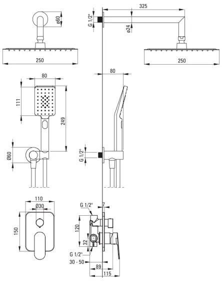 Deante NAC_N9LP - ALPINIA rejtett csaptelepes zuhanyszett, fekete