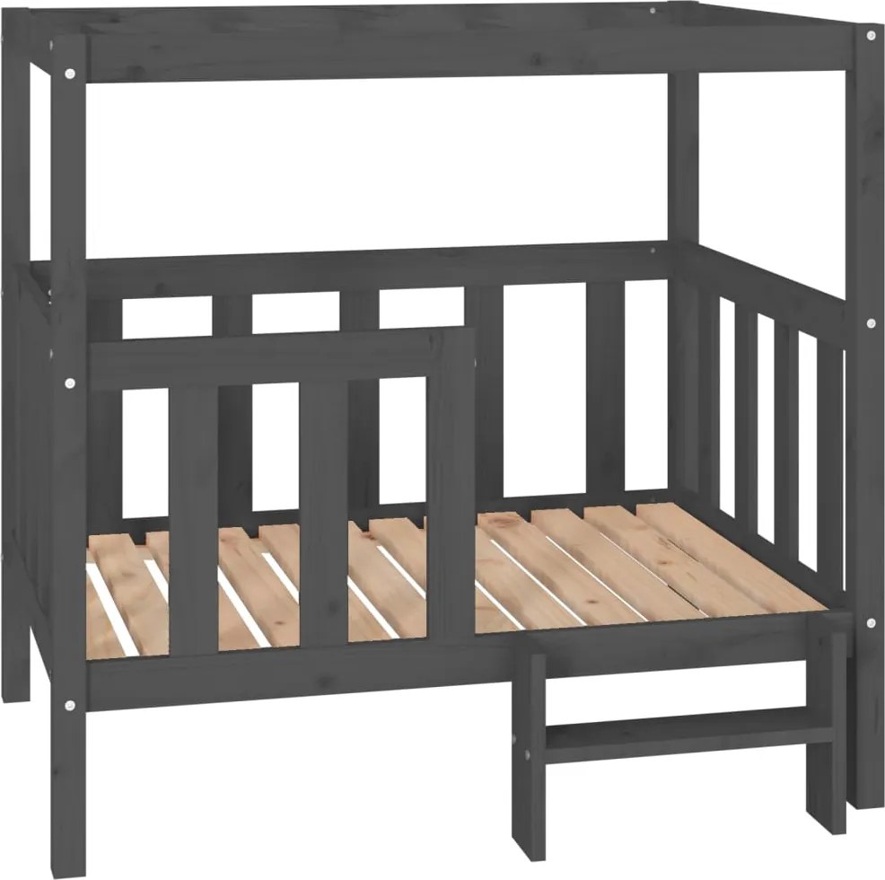 vidaXL szürke tömör fenyőfa kutyaágy 105,5x83,5x100 cm