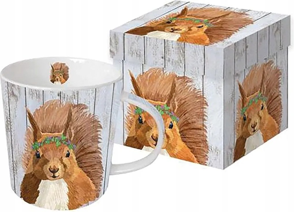 Nagy Porcelán Bögre Ppd Shirley mókus koszorúban 0,4