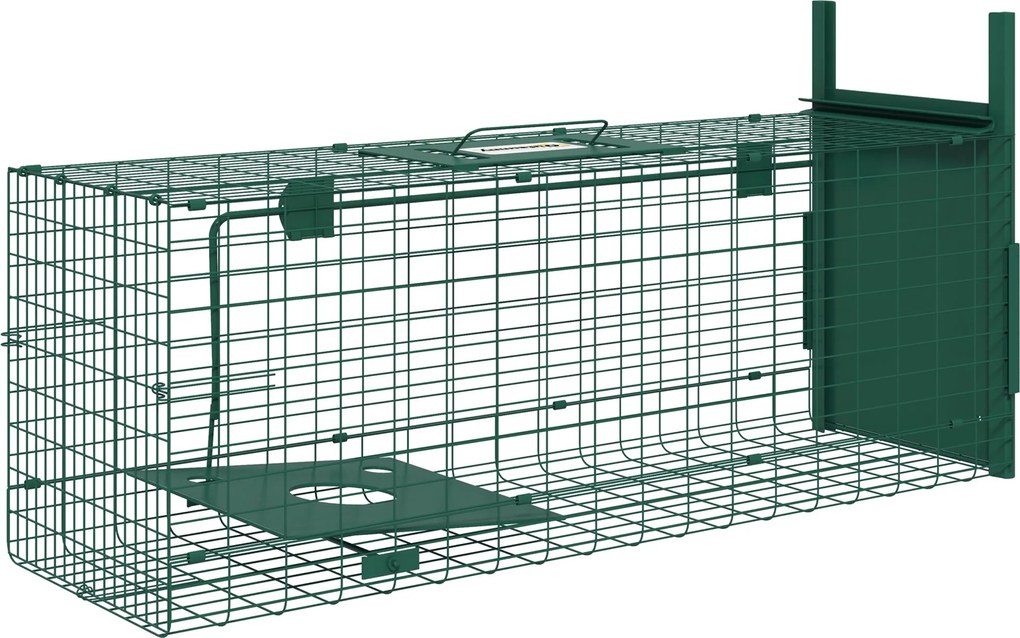Outsunny Élőállat-csapda Acél 1 Bejárattal Patkányok és Egerek számára dim. 80L x 25W x 30H cm sötét zöld | Aosom