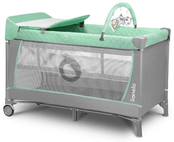 Lionelo - Utazóágy FLOWER türkiz