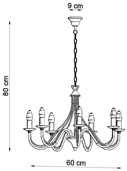 Csillár láncon MINERWA 7 7xE14/40W/230V fekete