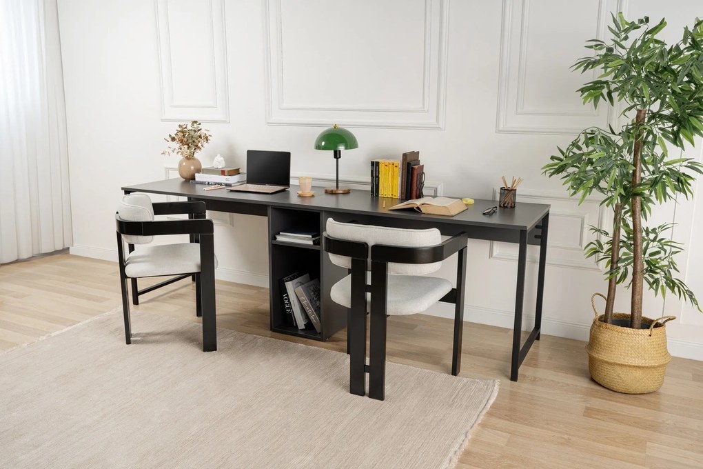 Íróasztal Twin Study Desk - Antracit, Fekete